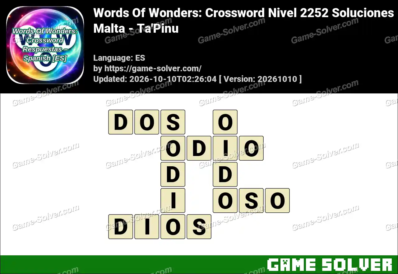 Words Of Wonders: Crossword Nivel 2252 Soluciones – Malta – Ta’Pinu